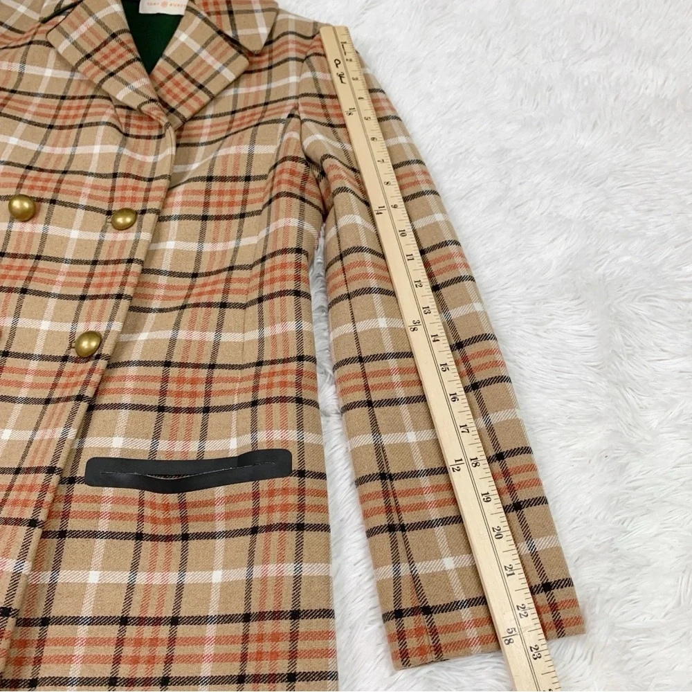Tory Burch wool blend plaid double‎ breasted coat